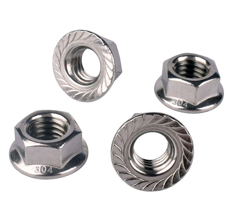KOSJETHAS Store 5/16"-18 Serrated Flange Hex Nuts, 304 Stainless Steel 18-8, Coarse Thread UNC, Full Thread, Pack of 15 - Image 1